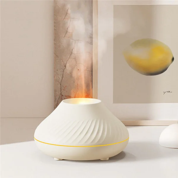 Flame Mini Humidifier With Color Night Light- White