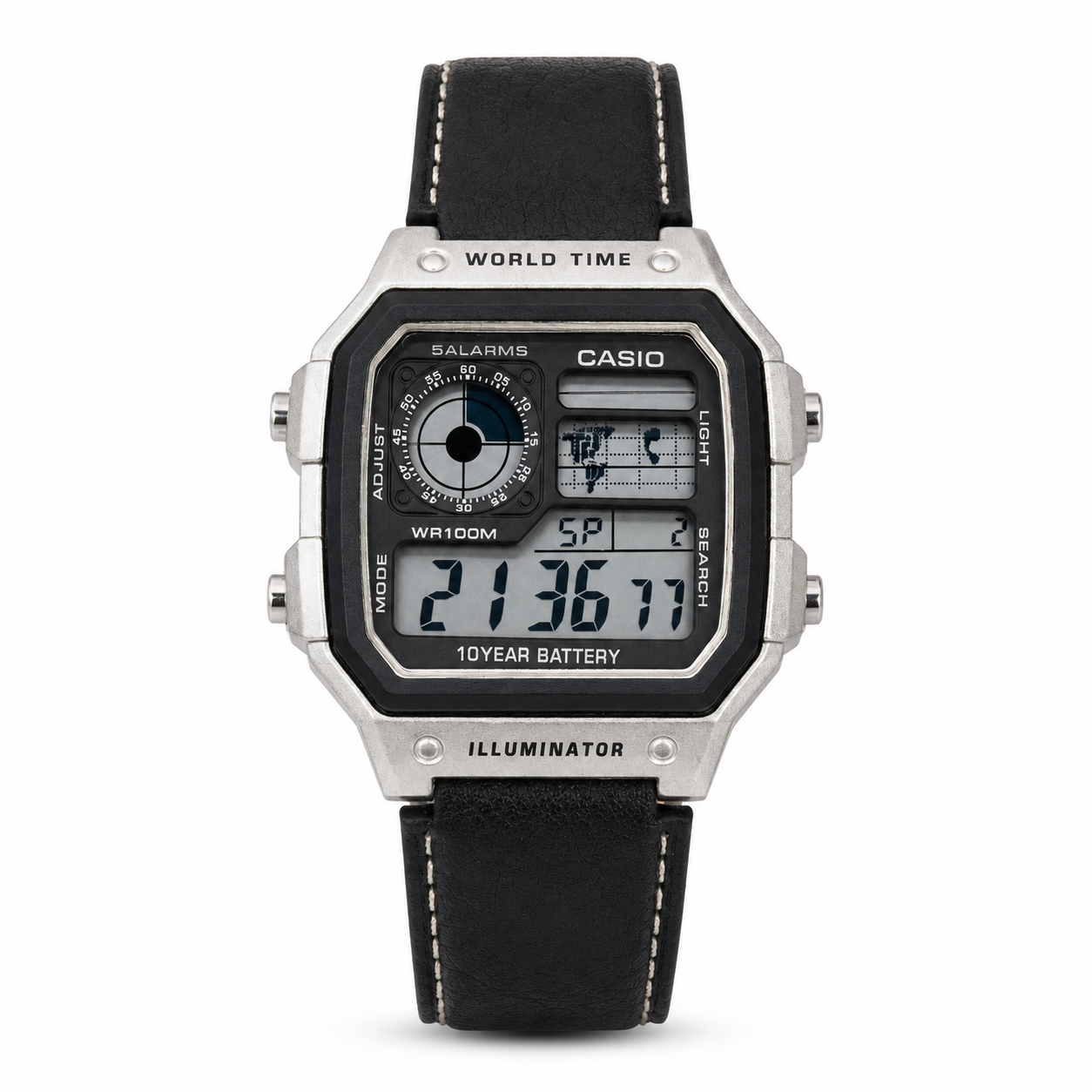 Casio AE-1200WHL-5AVDF World Time Digital Leather Belt Watch