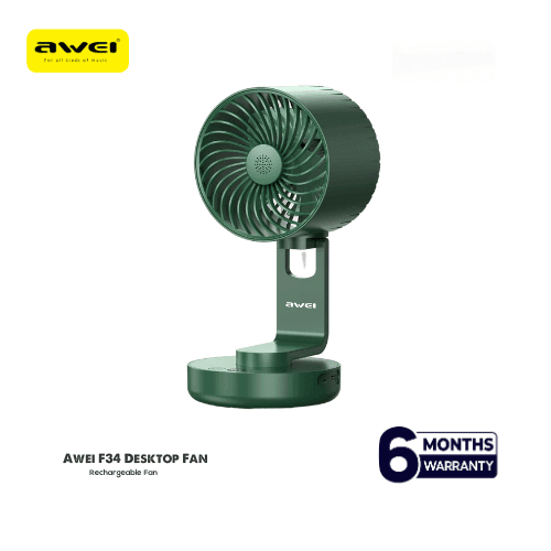 Awei F34 Strong Wind Air Circulation Wide Angle Night Lamp Fan 4000mAh