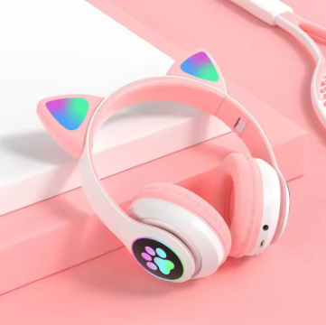 Bluetooth Wireless Headphones Cat Ear Glow Light Stereo Bass Helmets Children Gamer Girl Gifts PC Phone Gaming Headset - 3