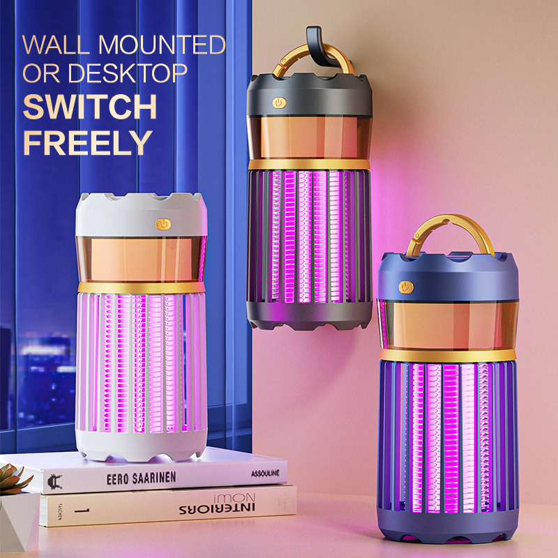 3-in-1 Electric Bug Zapper UV Light Mosquito Lamp 395nm Variable Frequency Fly Trap Silent for Home Bedroom Camping